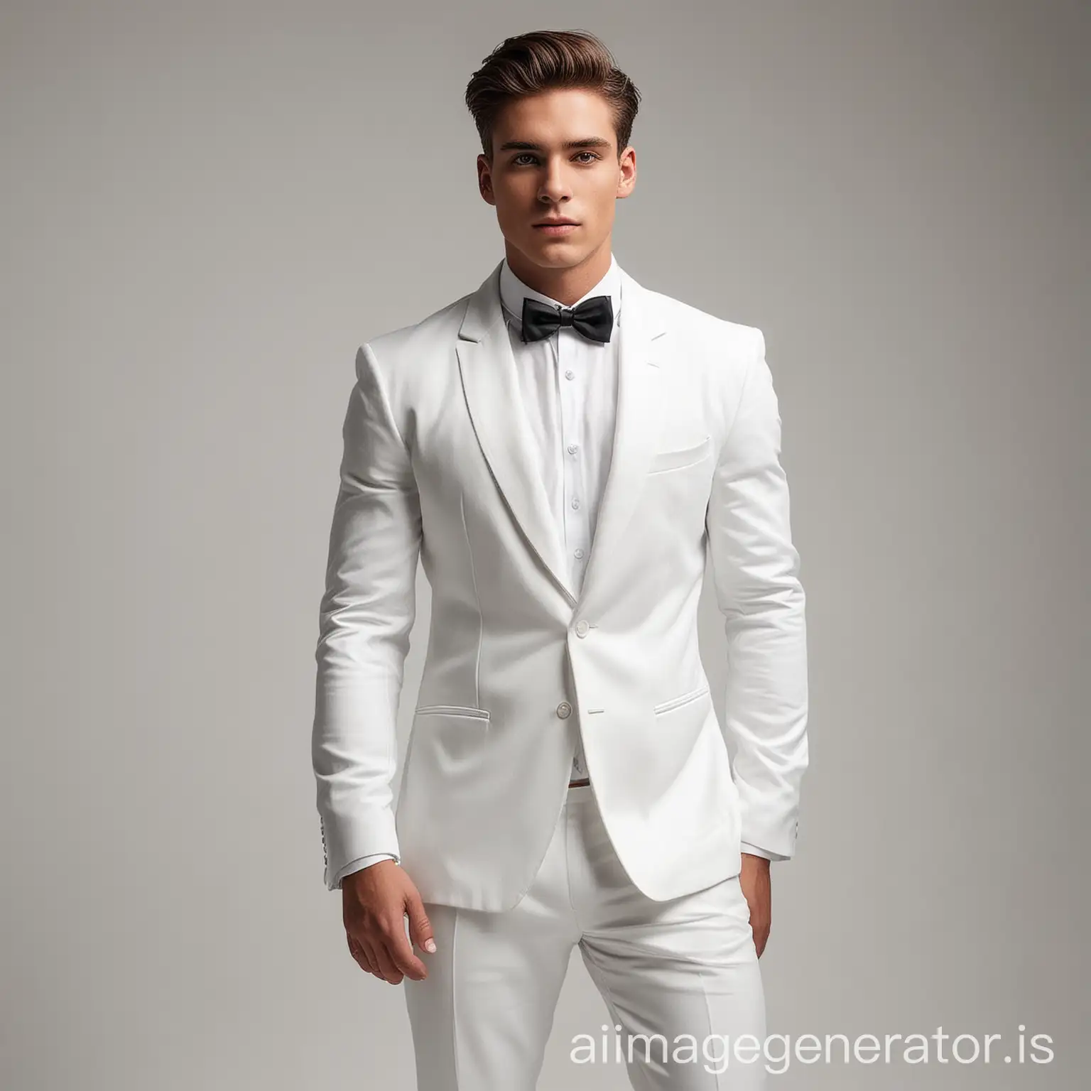 Male-Model-in-White-Formal-Wear-on-White-Background