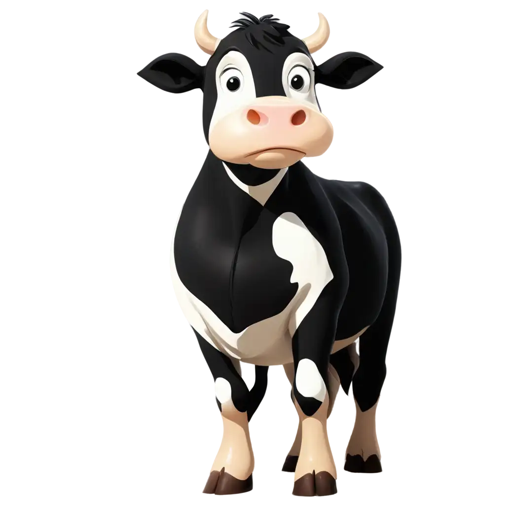 Cartoon Black And White  Colour Cow PNG