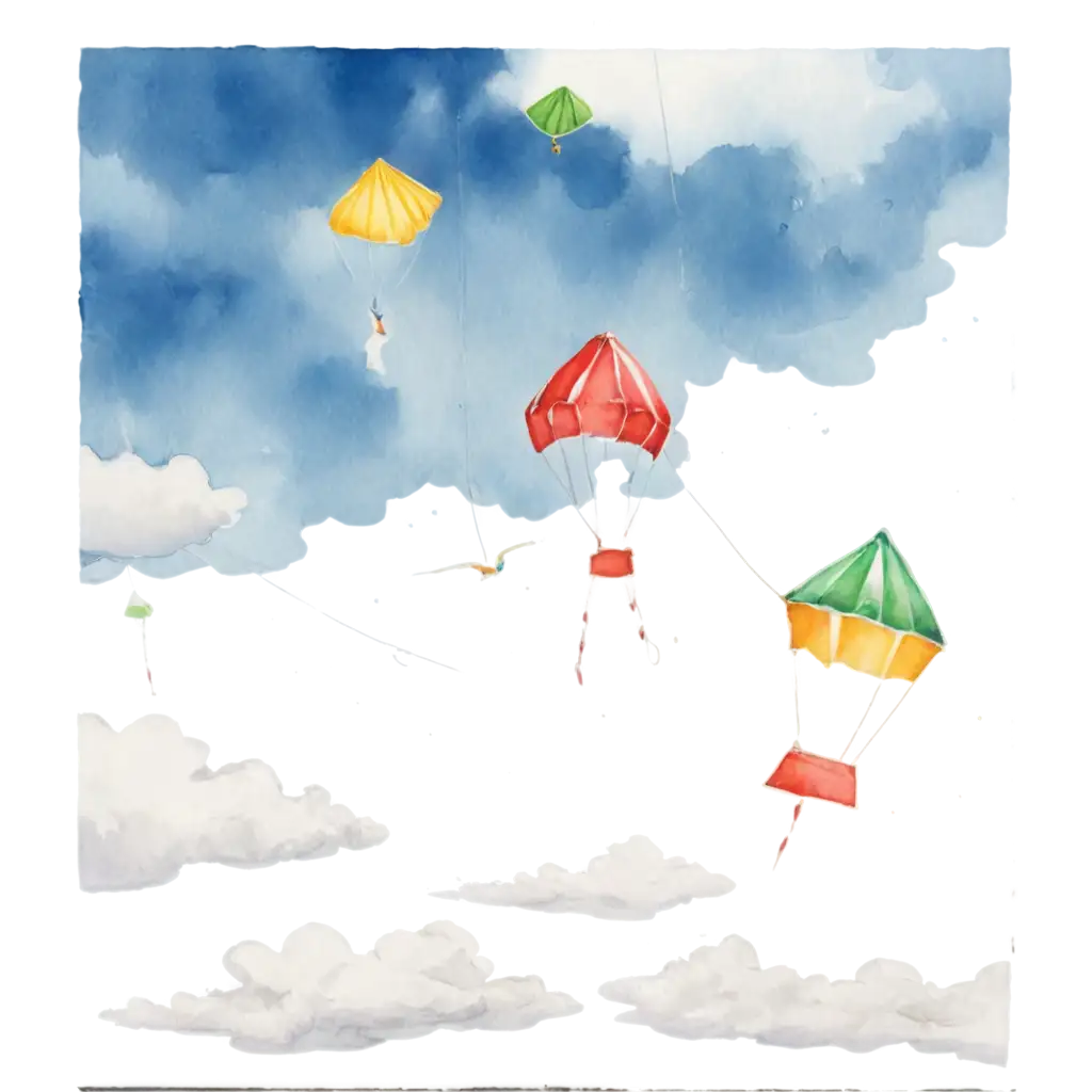 Watercolor-PNG-Image-of-Kites-and-Swings-Floating-in-a-Sky-of-Clouds