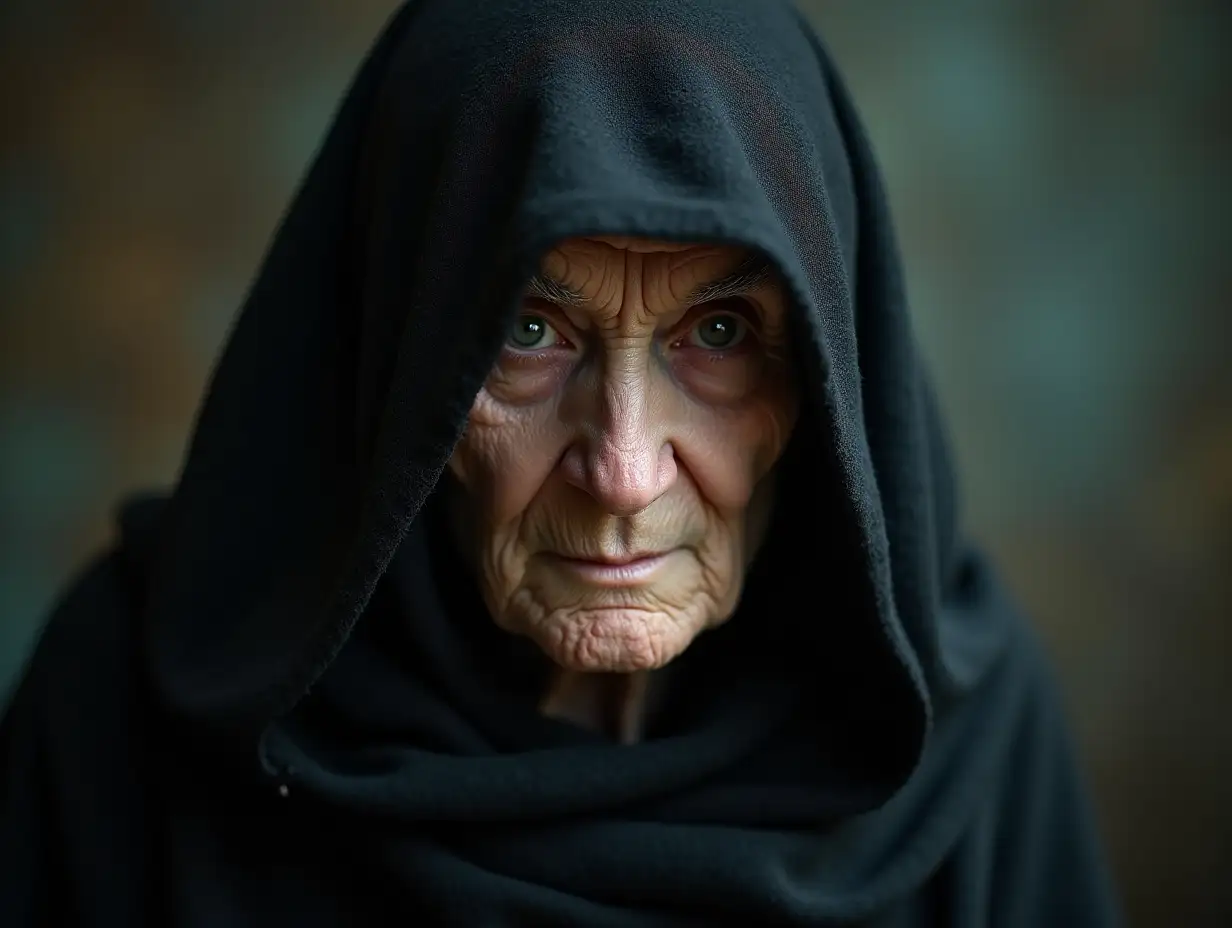 Portrait of a Sinister Old Hag Witch with Dark Magic