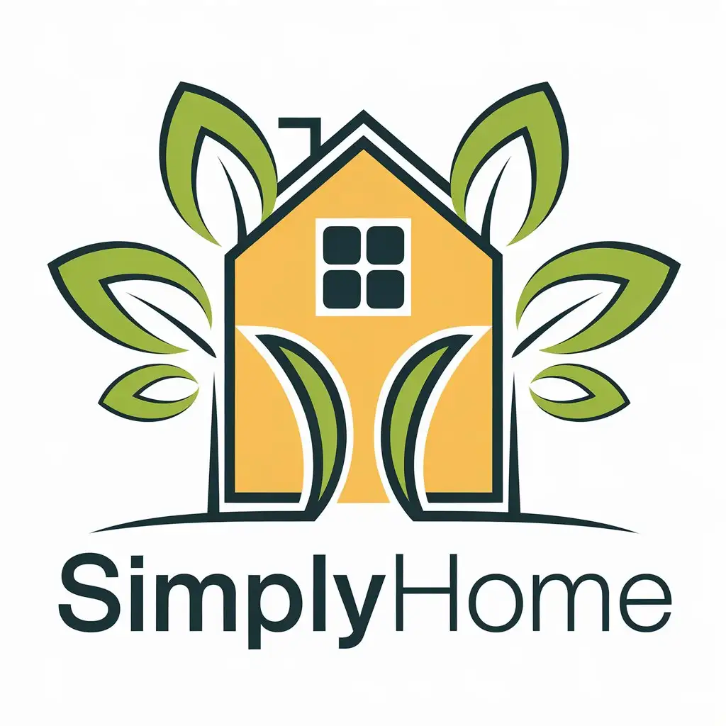 LOGO Design for SimplyHome Yellow House with Green Elements for Home Family Industry