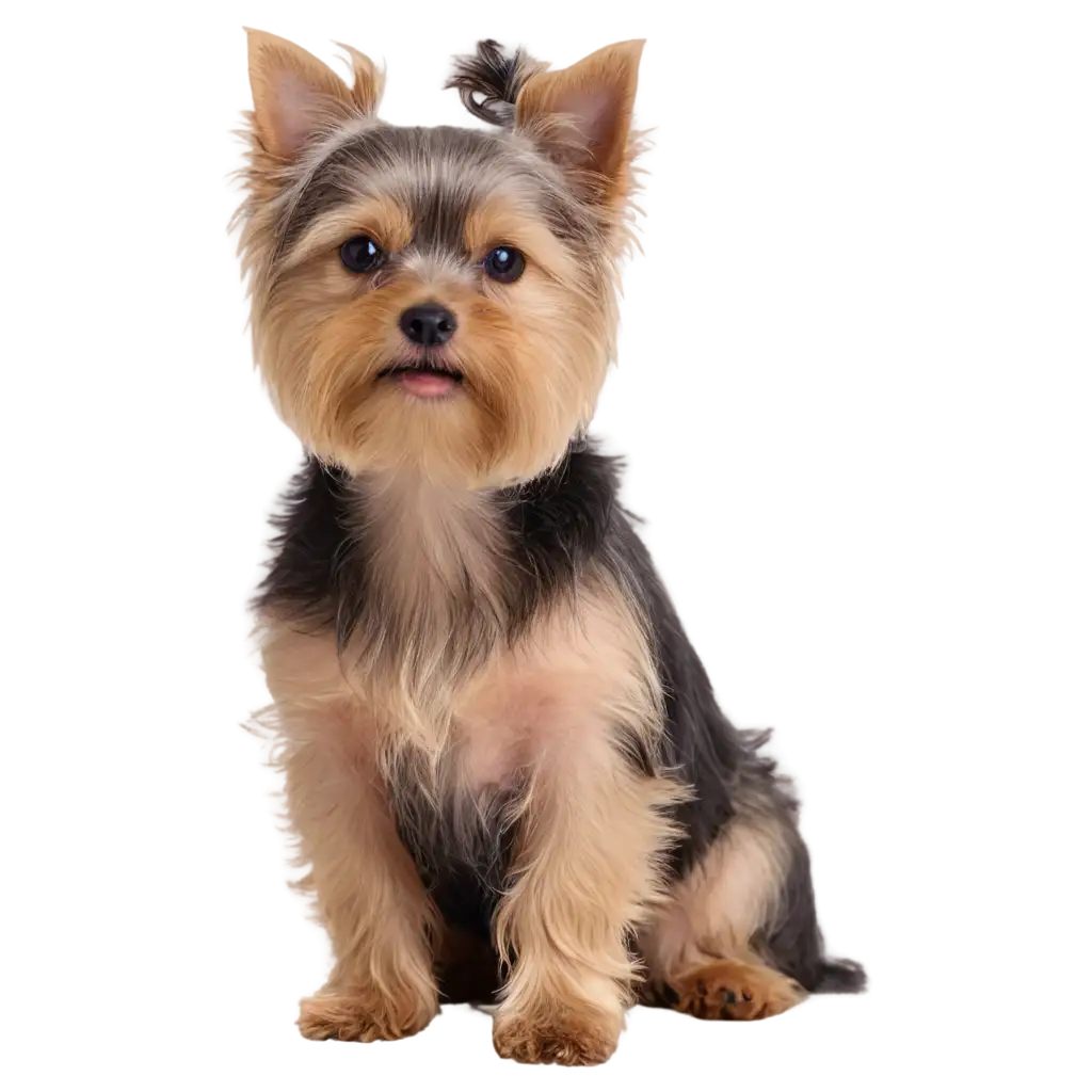 Adorable-Fluffy-Sitting-Yorkshire-Terrier-PNG-Image-Perfect-Pet-Illustration