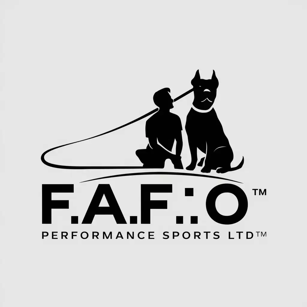 LOGO Design for FAFO SPORTS LTD Modern Vector Silhouette of Man and Cane Corso with FSL Typography and Auto Parts Theme