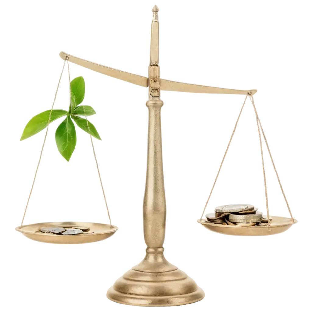 Scale-of-Justice-PNG-with-Plant-and-Money-for-SymbolPNG-Image-Usage-Scenariosizing-Balance-in-Financial-and-Environmental-Decisions