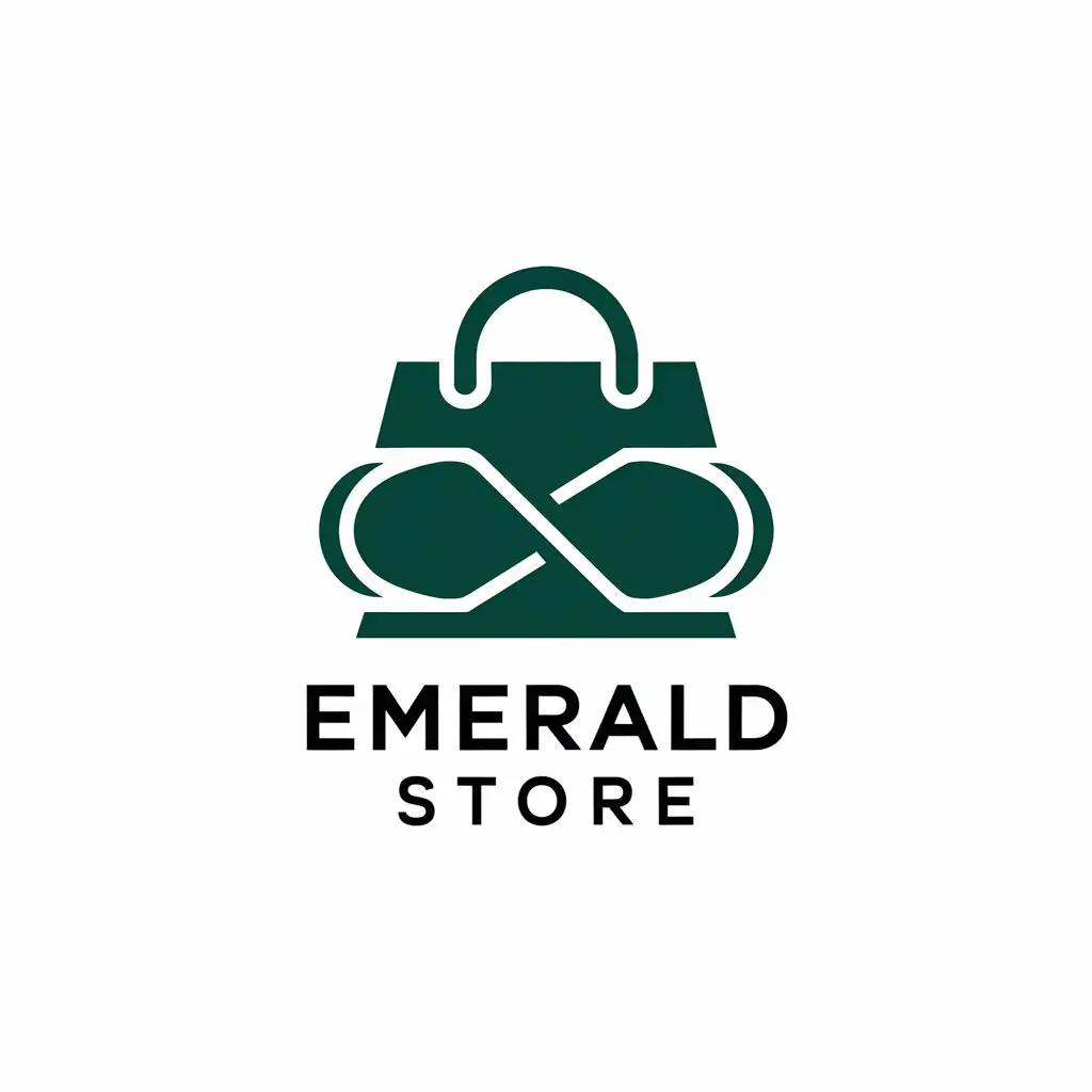 LOGO Design for Emerald Store Minimalistic Shopping Bag with Geometric Infinity Loop Symbol