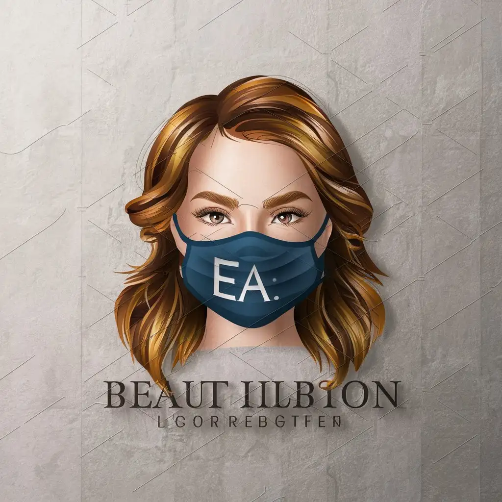 LOGO-Design-for-EA-Realistic-Beautiful-Girl-with-Mask-and-Elegant-Typography