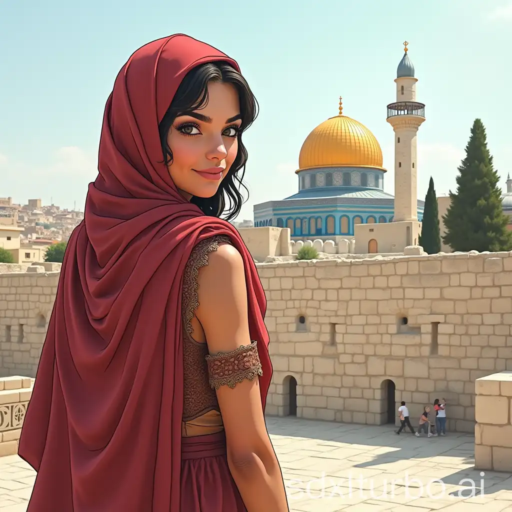 Beautiful-Palestinian-Girl-with-AlAqsa-Mosque-in-Background