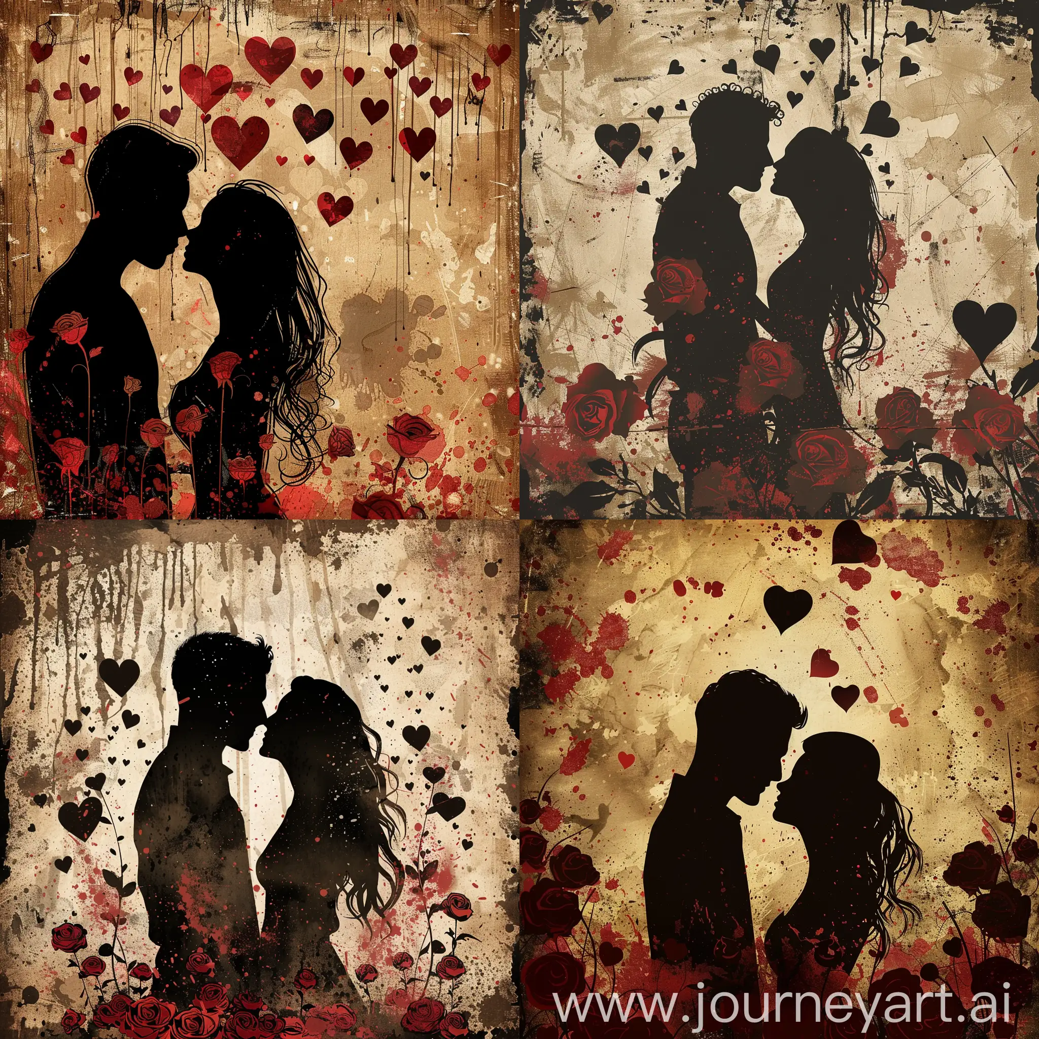 Romantic-Couple-Silhouette-Surrounded-by-Red-Roses-and-Hearts