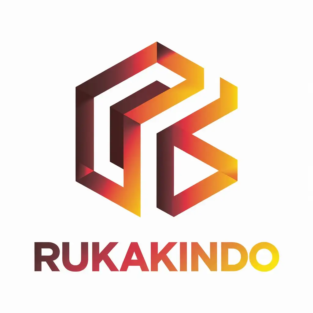 LOGO Design for Rukakindo 3D Red Yellow Hexagonal Theme for Education Industry