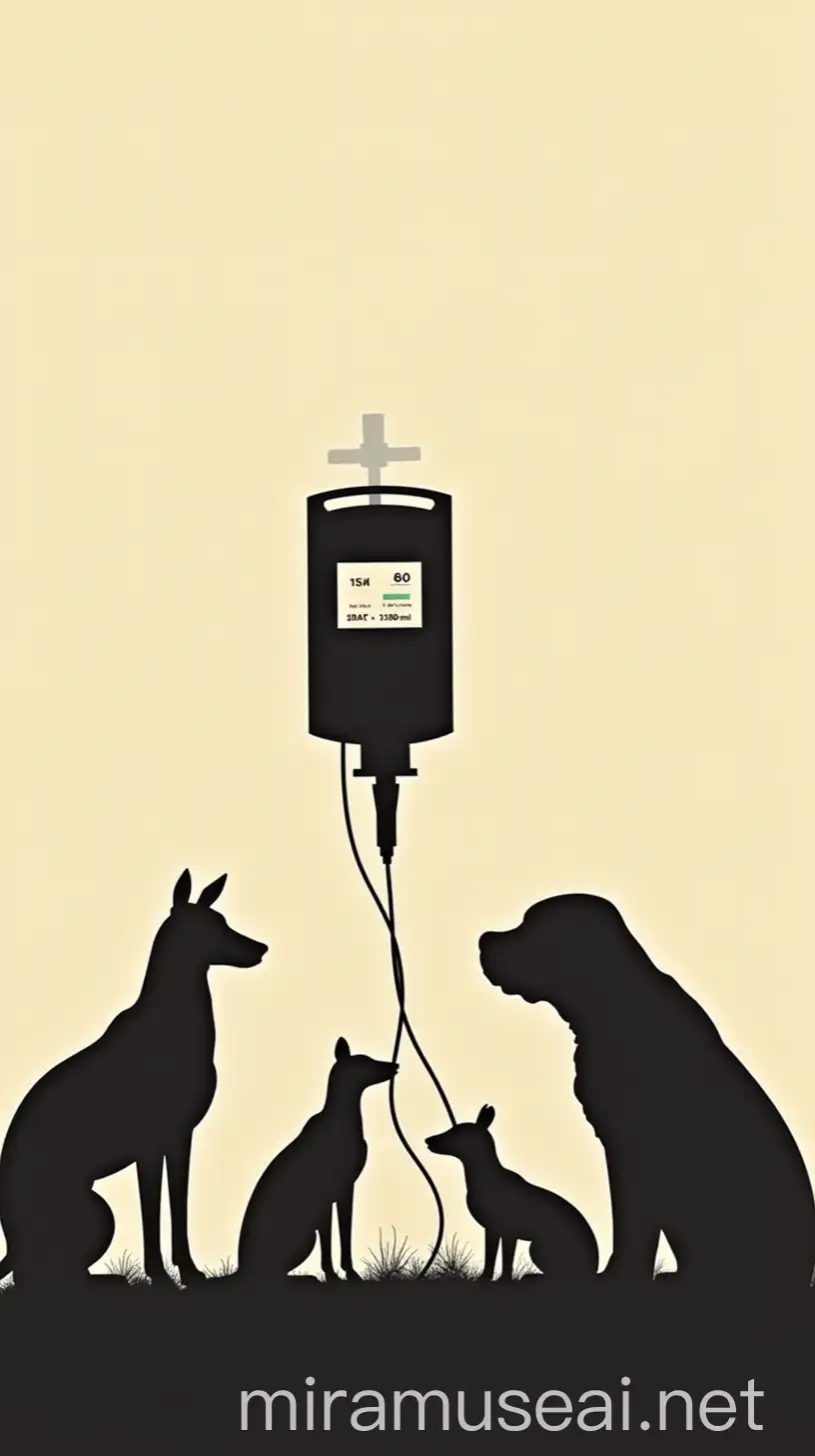 Silhouette of Animals with Infusion Pump