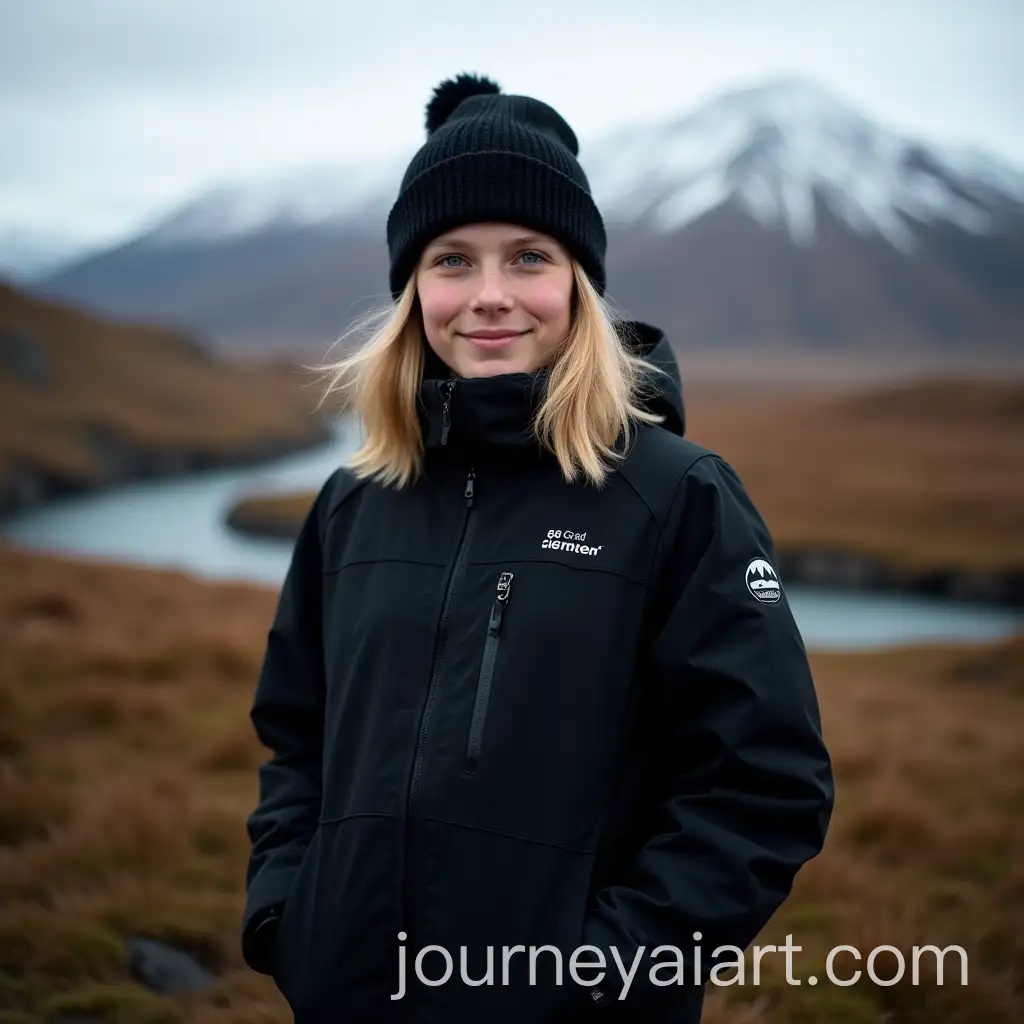 Young-German-Girl-in-Black-Outdoor-Gear-Amidst-Icelands-Vatnajkull-Glacier