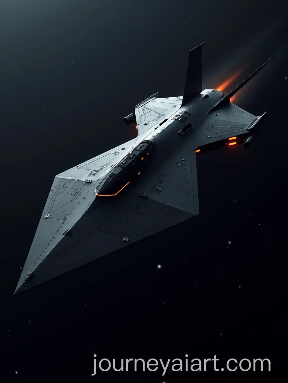 Futuristic-Stealth-AWACS-Spacecraft-Flying-Through-Space