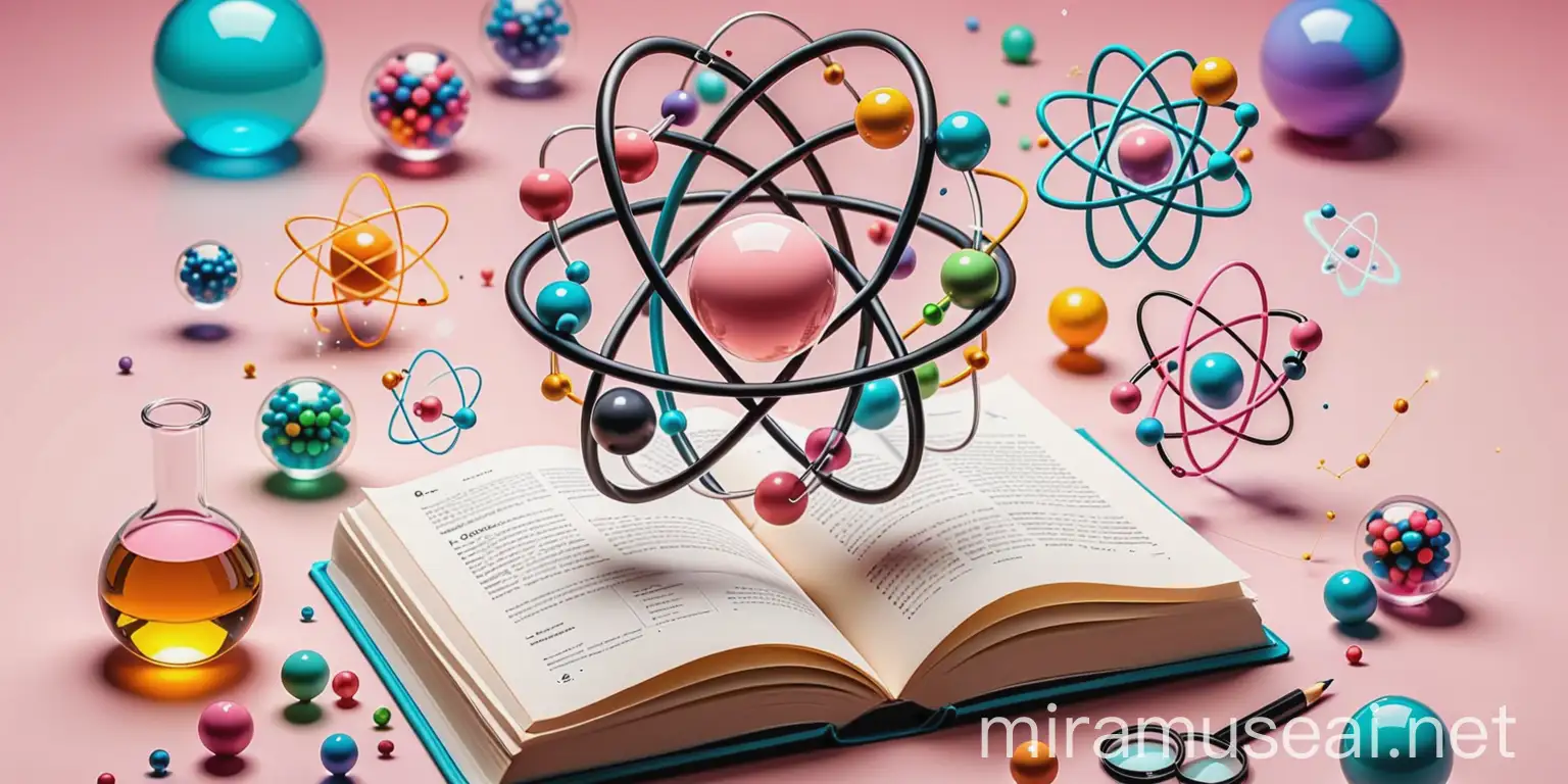 Colorful Physics and Chemistry Class Illustration with Atom and Elements