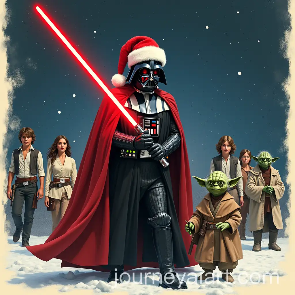 Star-Wars-Characters-Celebrating-Christmas-in-70s-Style-Poster-with-Merry-Christmas-Dark-Side-Message