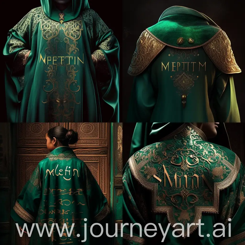 Elegant-Moroccan-Caftan-with-Custom-Metfi-Embroidery-in-Green