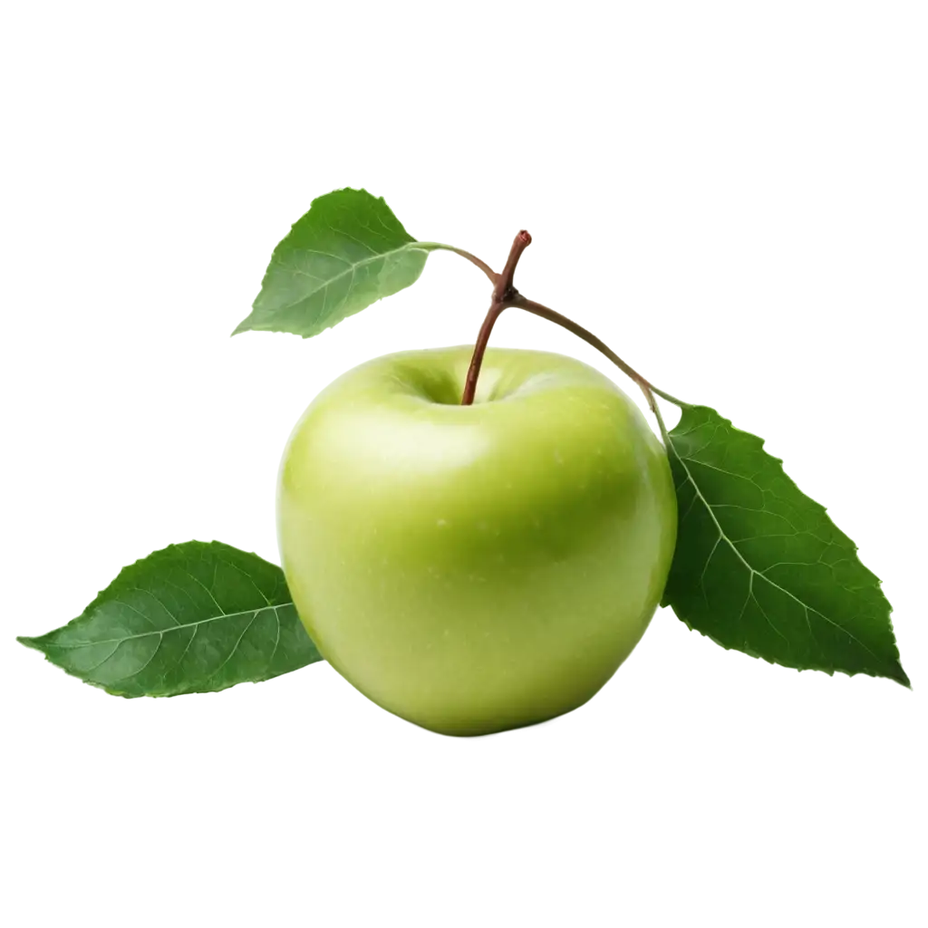 Stunning-Green-Apple-with-Leaves-PNG-HighQuality-Image-for-Digital-Media