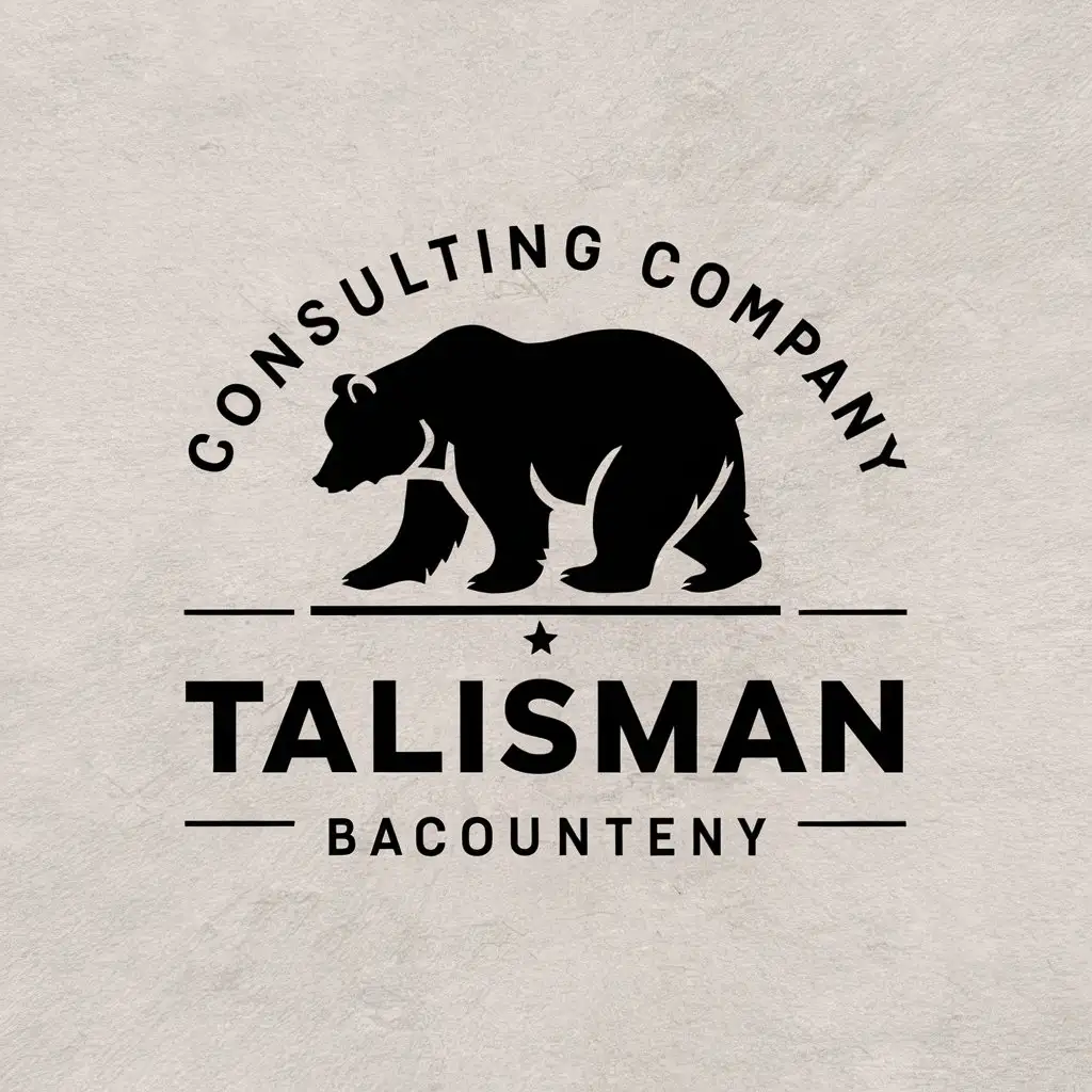 a vector logo design,with the text "Consulting company talisman", main symbol:Bear,Moderate,be used in accounting industry,clear background