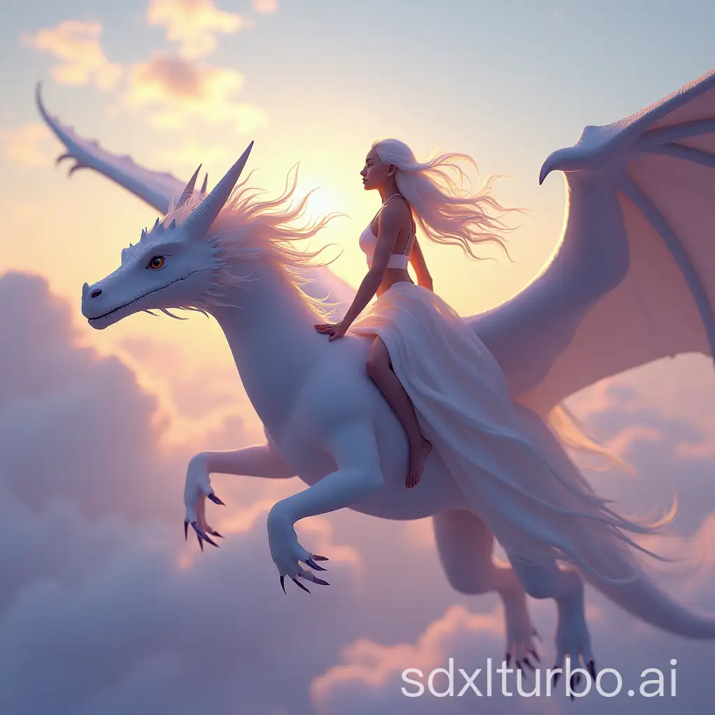 Athletic-Woman-Riding-a-Majestic-White-Dragon-Through-Ethereal-Clouds