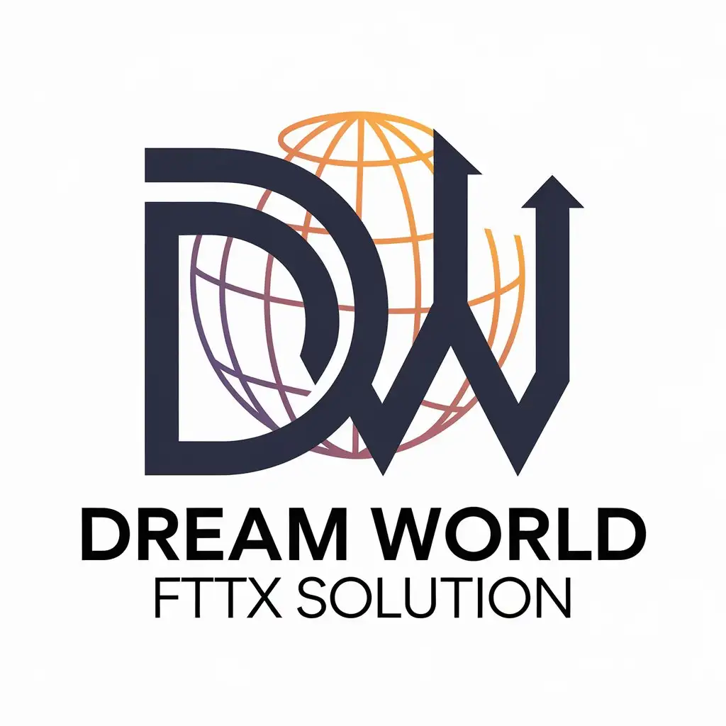 LOGO Design for Dream World FTTX Solution Vector Logo with DW Symbol for Internet Industry