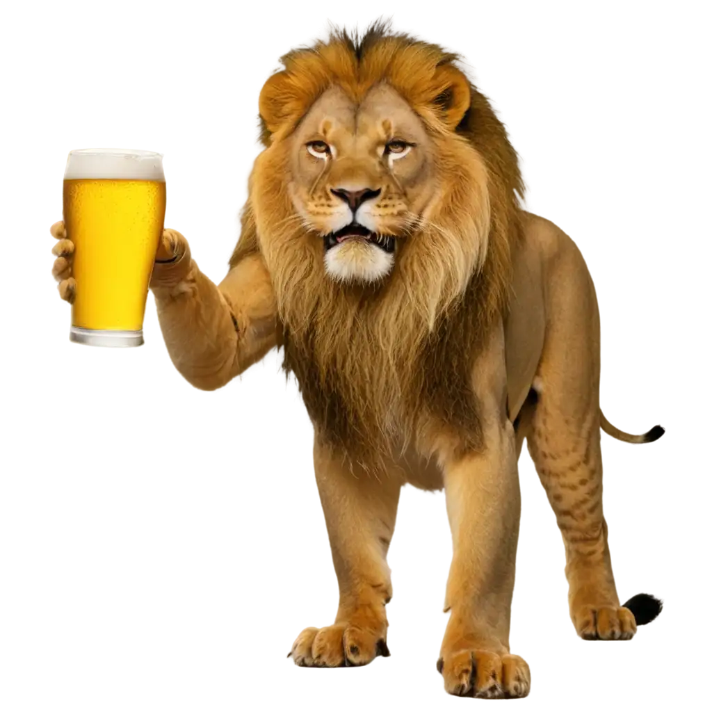 PNG-Image-of-a-Lion-Drinking-Beer-Creative-and-Whimsical-Illustration