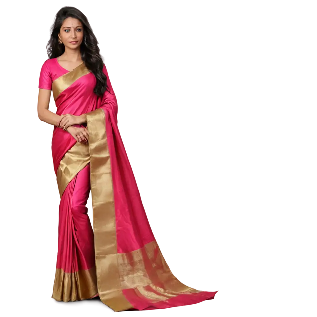 Pure-Silk-Saree-PNG-Image-HighQuality-Transparent-Art-for-Fashion-Design