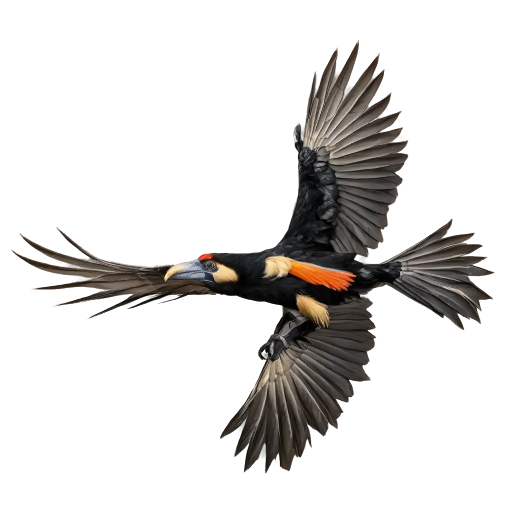 Bornean-Hornbill-Flying-PNG-Image-High-Quality-Transparent-Format-for-Versatile-Use