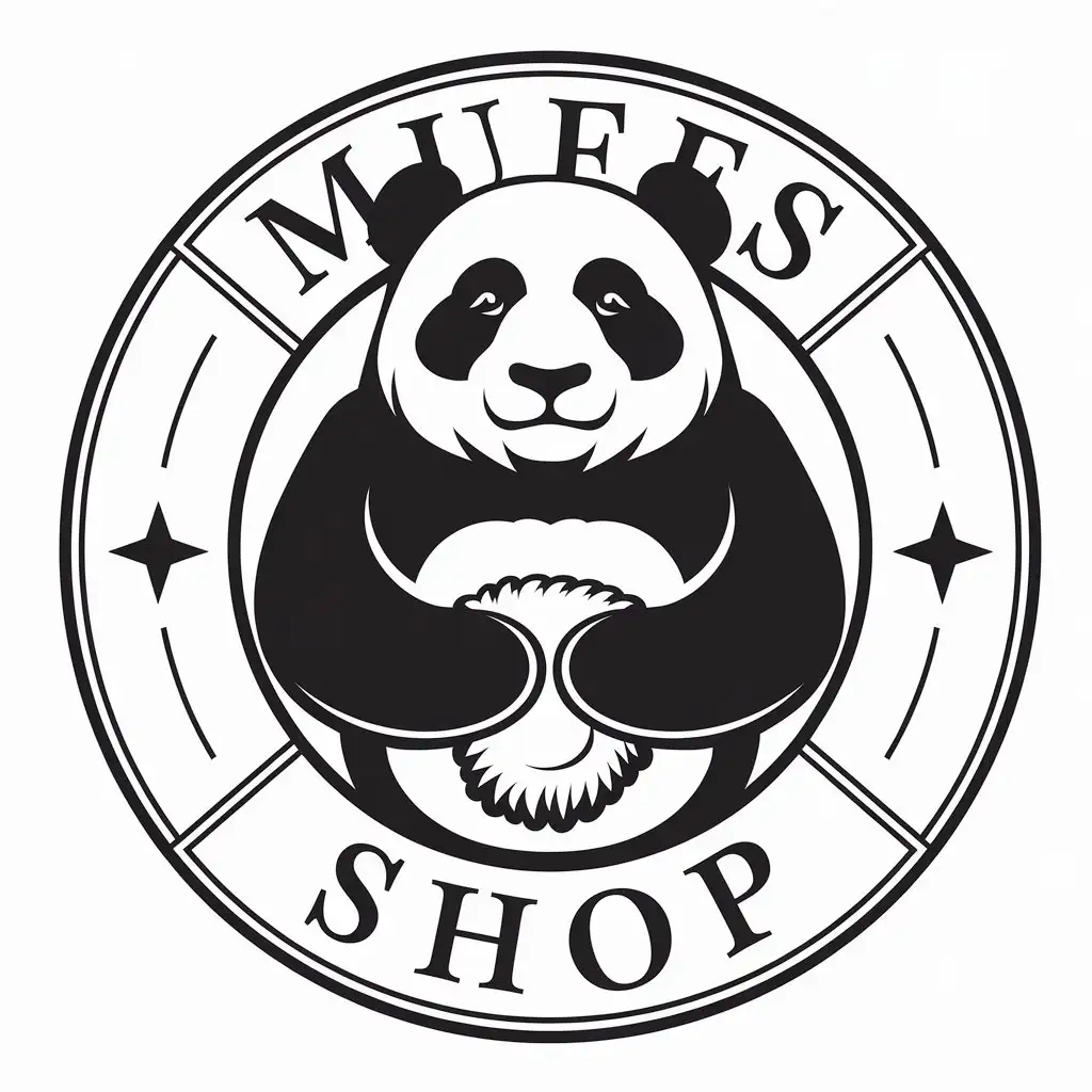 LOGO-Design-for-MUFFS-SHOP-Panda-Mascot-with-a-Touch-of-Retail-Elegance