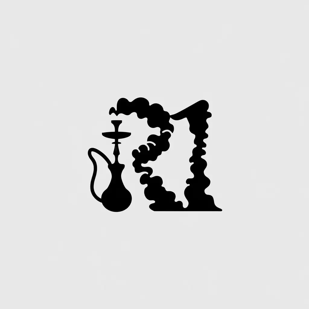 LOGO Design for R1 Minimalistic Hookah Logo with Smoke Forming Text