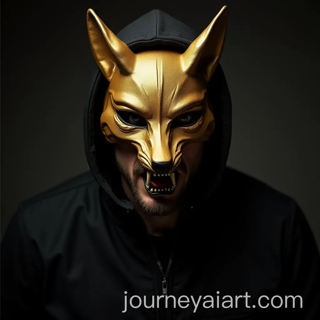 Man-Wearing-a-Golden-Jackal-Mask-with-Fangs-34-View-Dangerous-Vibe