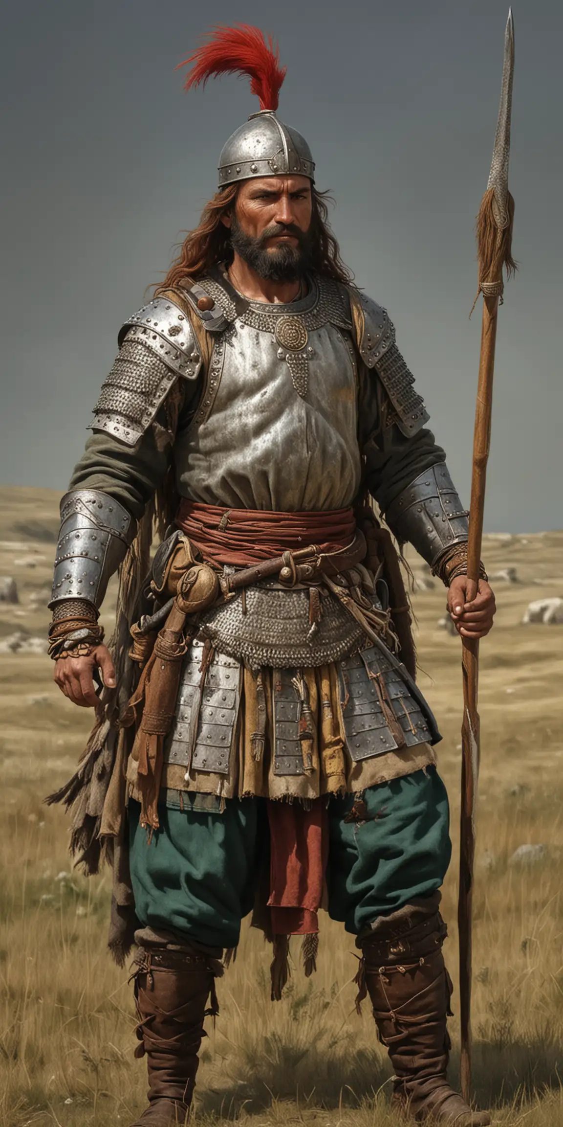 Bulgars Warrior in Ancient Battle Scene