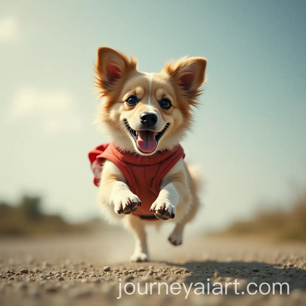 Whimsical-Flying-Dog-Soaring-Through-a-Bright-Blue-Sky