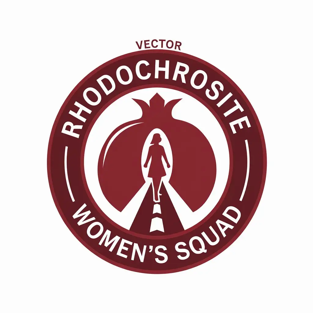 LOGO-Design-for-Rhodochrosite-Womens-Squad-Pomegranate-Woman-Road-with-a-Clear-Background