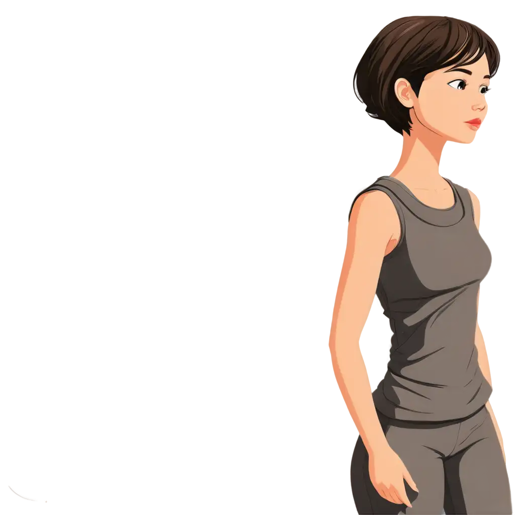 girl with short hair illustration