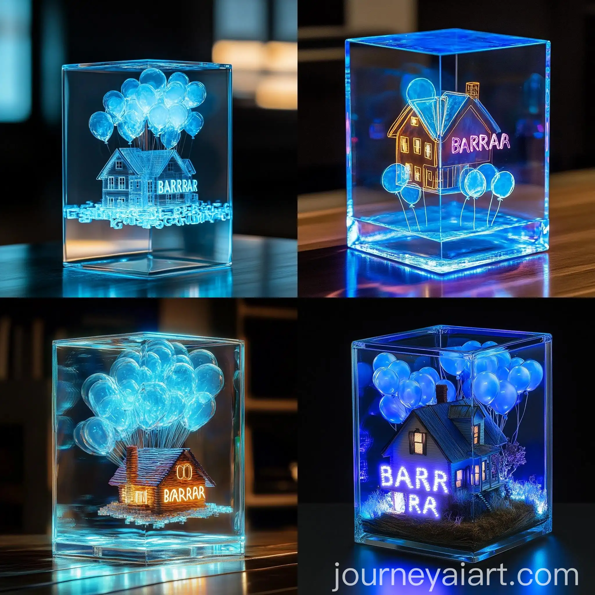 Glass-Cube-with-Up-Movie-House-and-Barbara-Name-Balloons