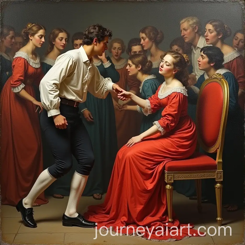 18th-Century-Stone-Bas-Relief-of-a-Girl-in-Red-Dress-and-Gentleman-at-a-Party