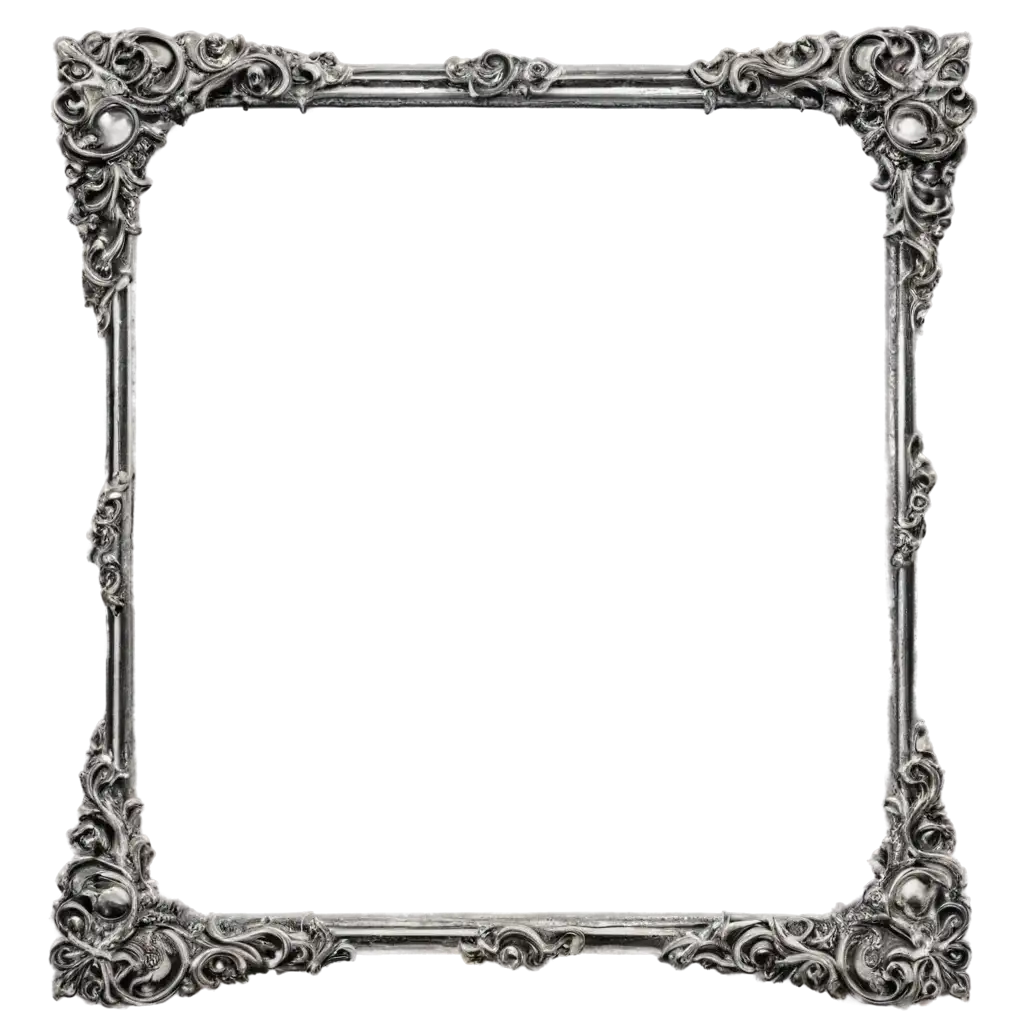 Silver-Rococo-Style-Snake-Frame-PNG-for-Artistic-and-Elegant-Design-Use