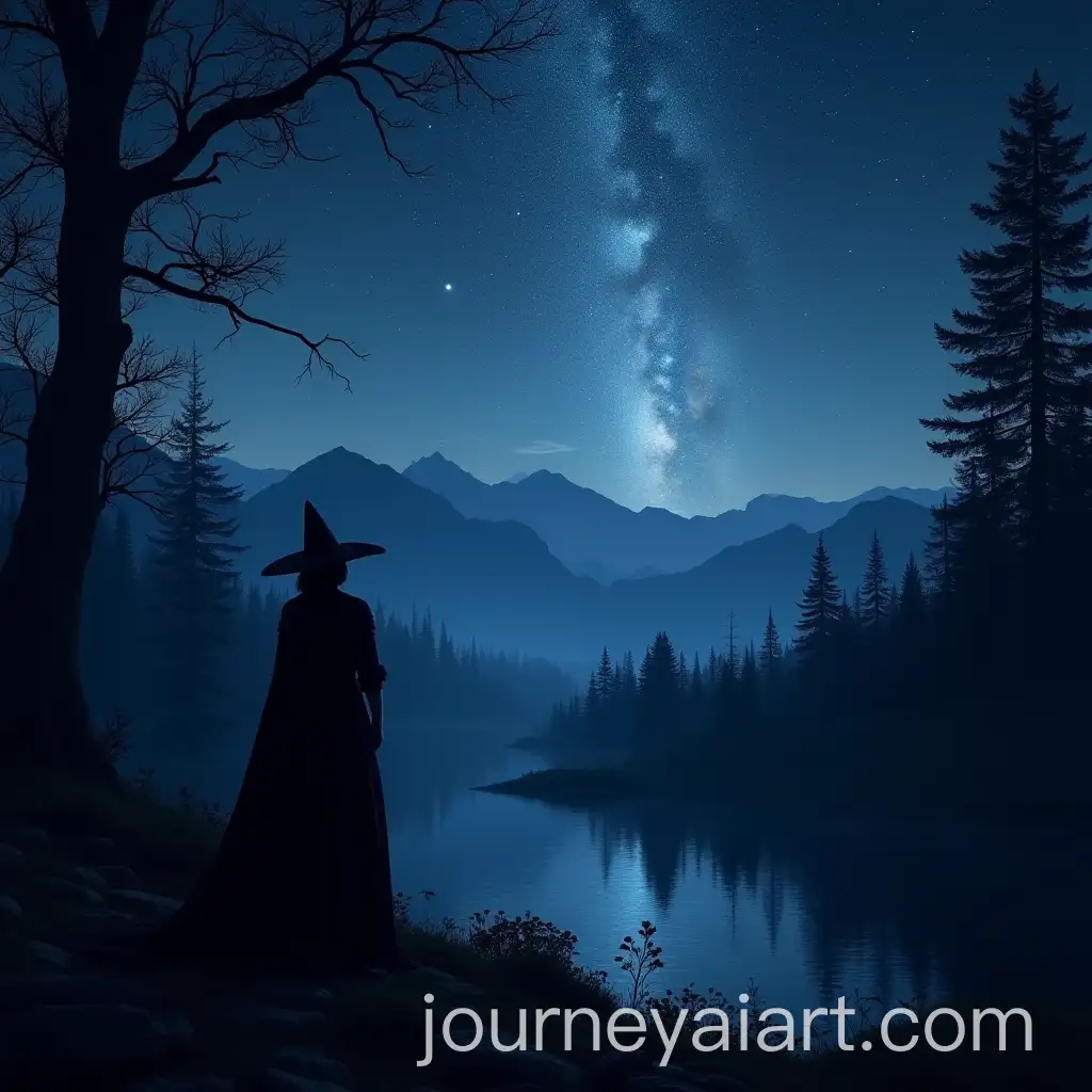 Witch-Watching-Hogwarts-at-Night-with-Milky-Way-Galaxy