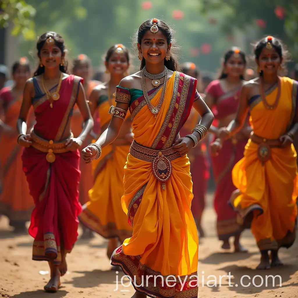 Traditional-Tamil-Village-Girls-Performing-Dance-in-Cultural-Attire