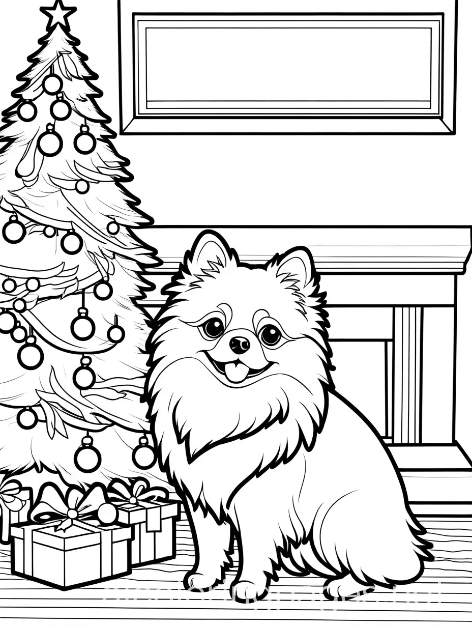 Pomeranian-Dog-Celebrating-Christmas-by-the-Chimney