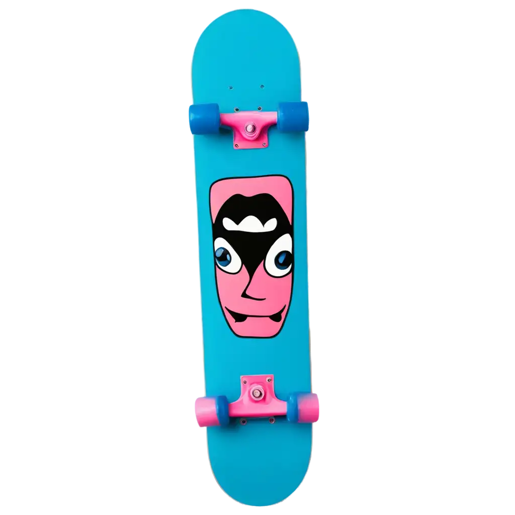 Cartoon-Skateboard-in-Blue-and-Pink-Colors-PNG-Image-from-Above-View