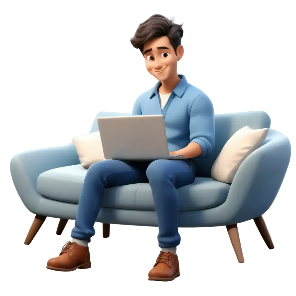 HighQuality-PNG-Cartoon-Image-of-a-Man-Working-on-Laptop-on-Sofa