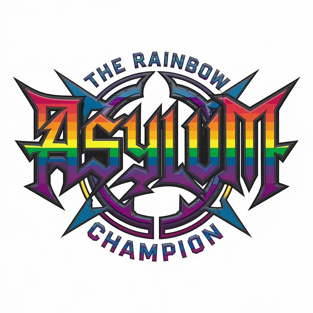 LOGO Design for The Rainbow Asylum Champion Cyber Gothic Rainbow Theme with Complex Design and Clear Background