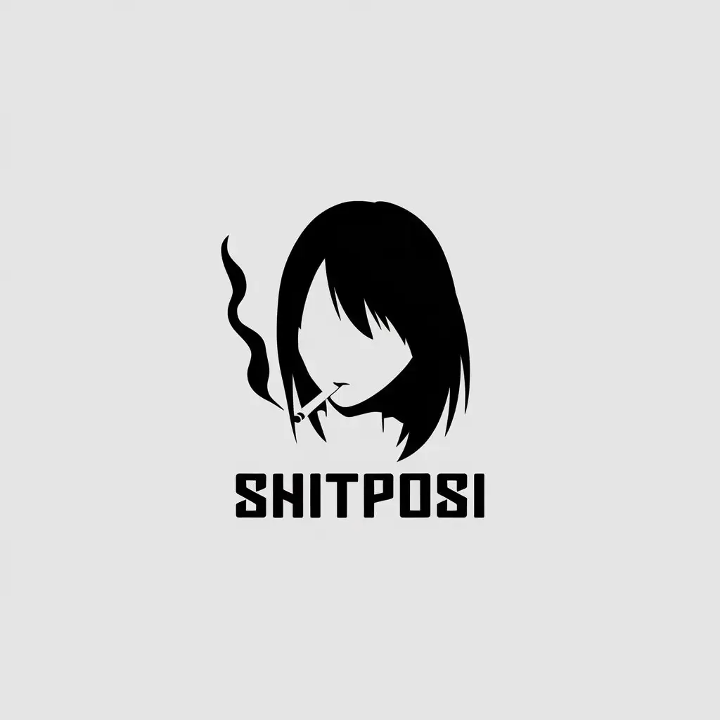 a vector logo design,with the text "shitposi", main symbol:anime girl smoking cigarette,Minimalistic,be used in Others industry,clear background