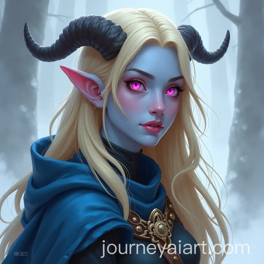 Female-Tiefling-Sorcerer-with-Light-Blond-Hair-and-Bluish-Skin-in-Nordic-Viking-Fantasy-Setting