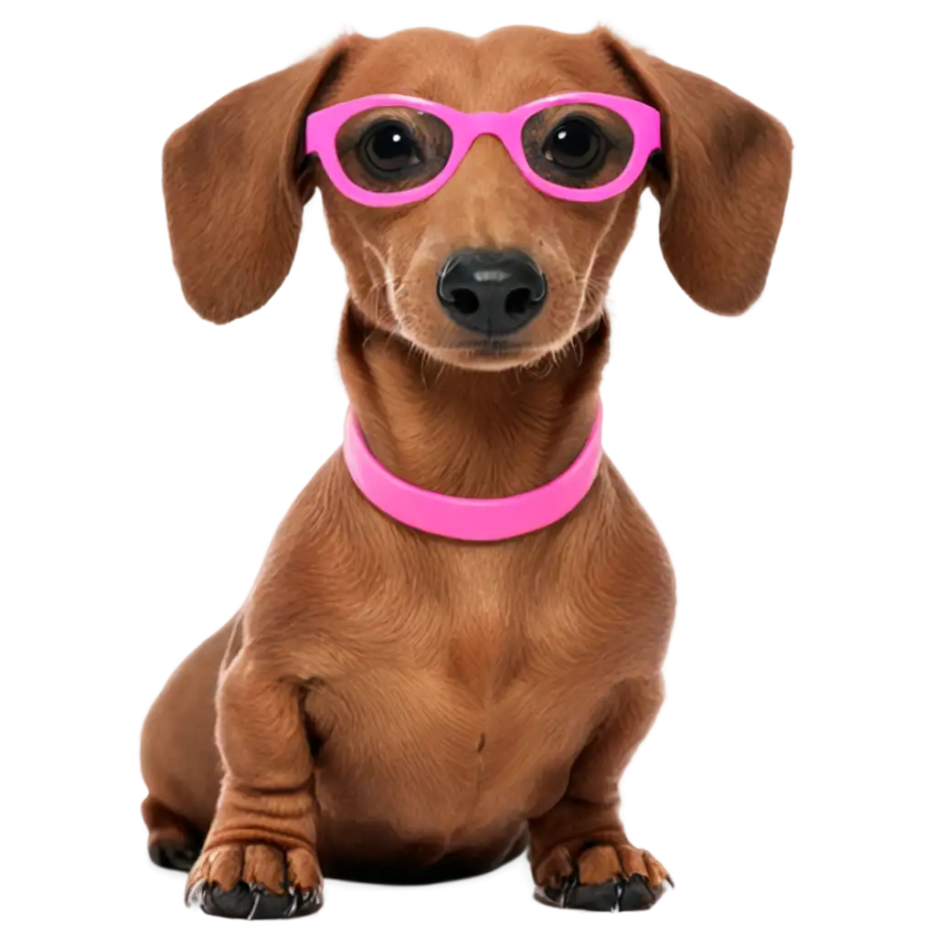 Dachshund-Wearing-Pink-Glasses-PNG-Playful-and-Quirky-Dog-Illustration