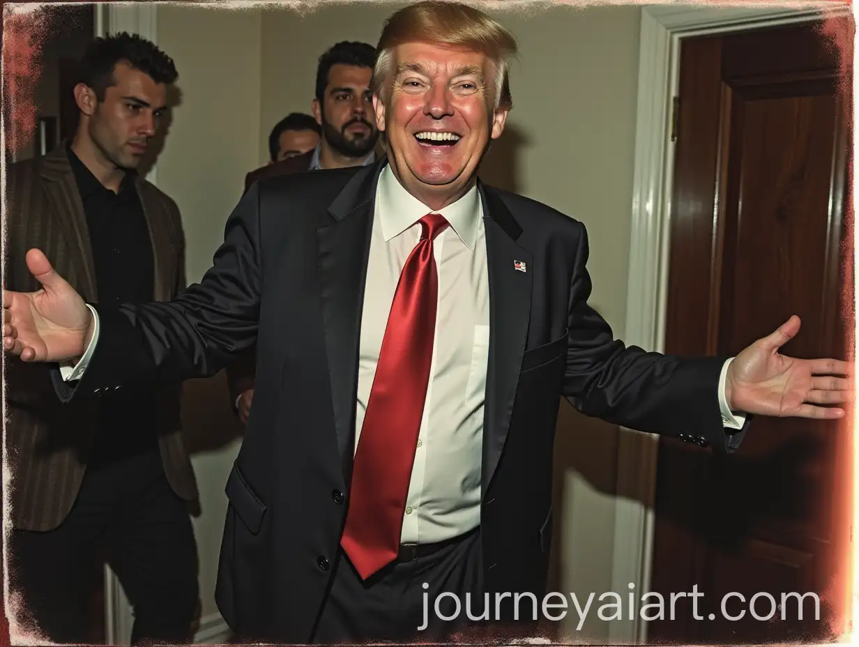 Sinal-Trump-Laughing-in-Dirty-Clothes-at-PolaroidStyle-Party