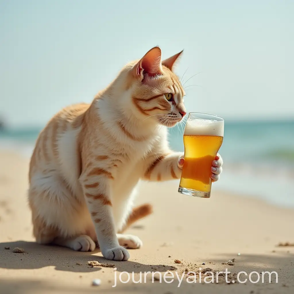 Cat-Drinking-Beer-on-the-Beach