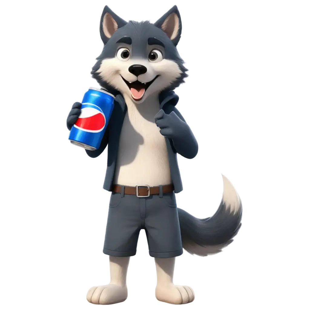 Wolf-Holding-a-Pepsi-Can-on-the-Beach-PNG-Image-HighQuality-and-Transparent-Format