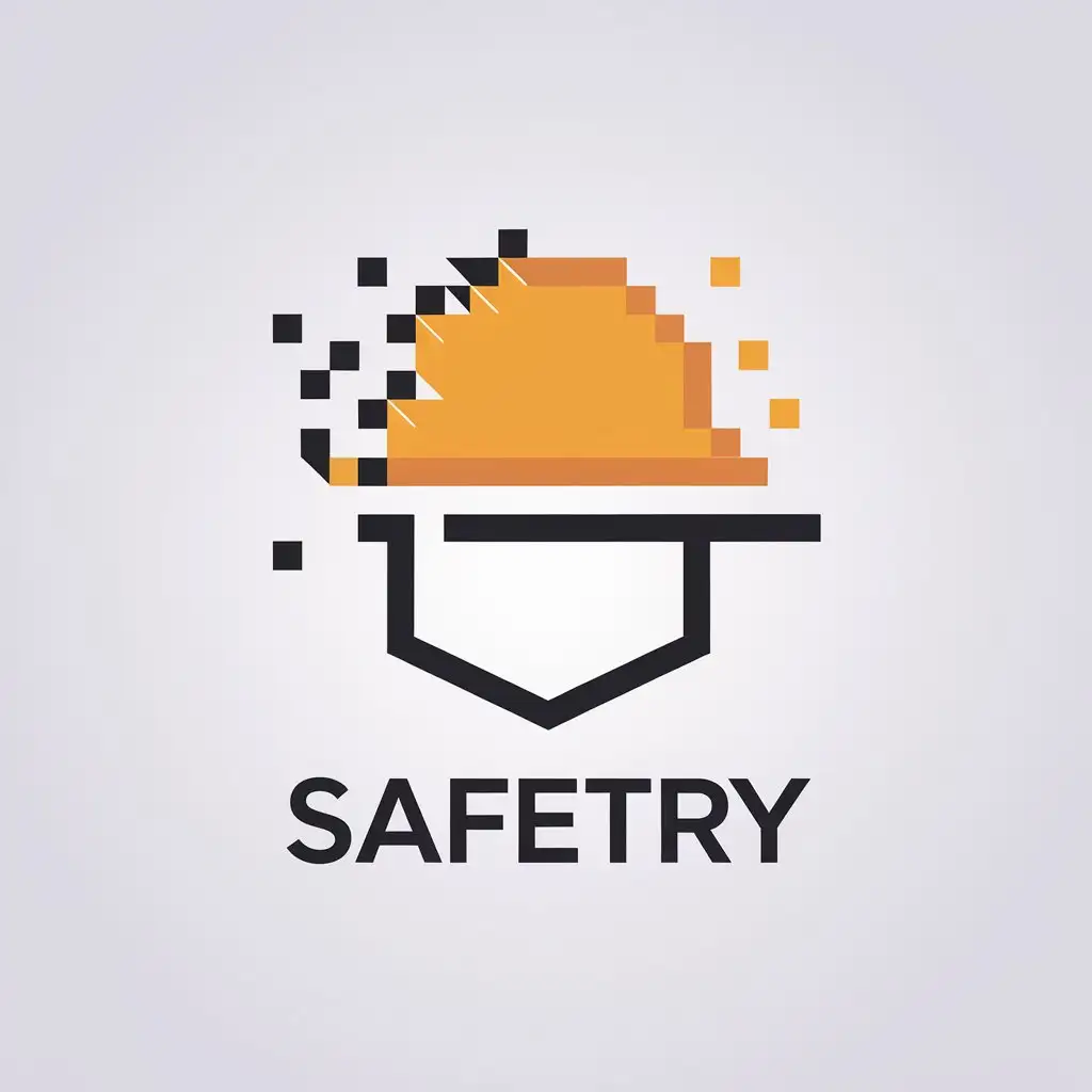 LOGO Design for Safetry Pixel Cartoon Shattering Into Shards with Minimalistic Style for Education Industry