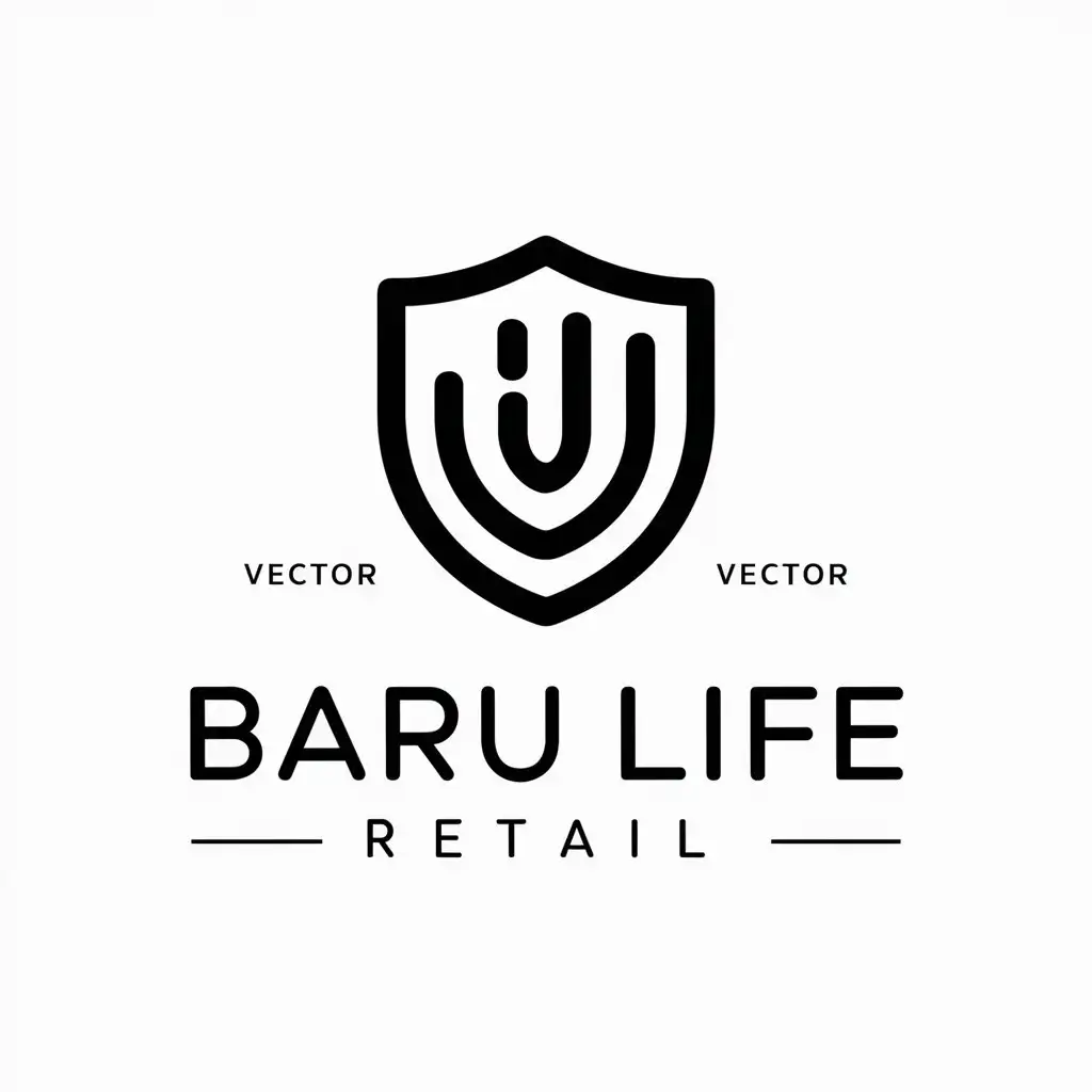 a vector logo design,with the text "baru life", main symbol:shield protect,Minimalistic,be used in Retail industry,clear background